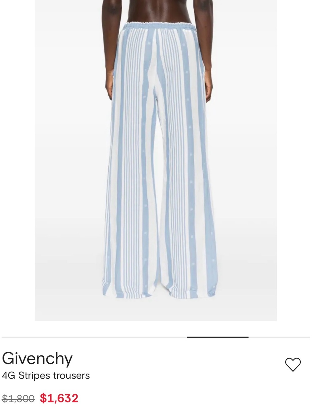 Givenchy White and Light Blue Vertical-Stripe Wide-Leg Trousers
